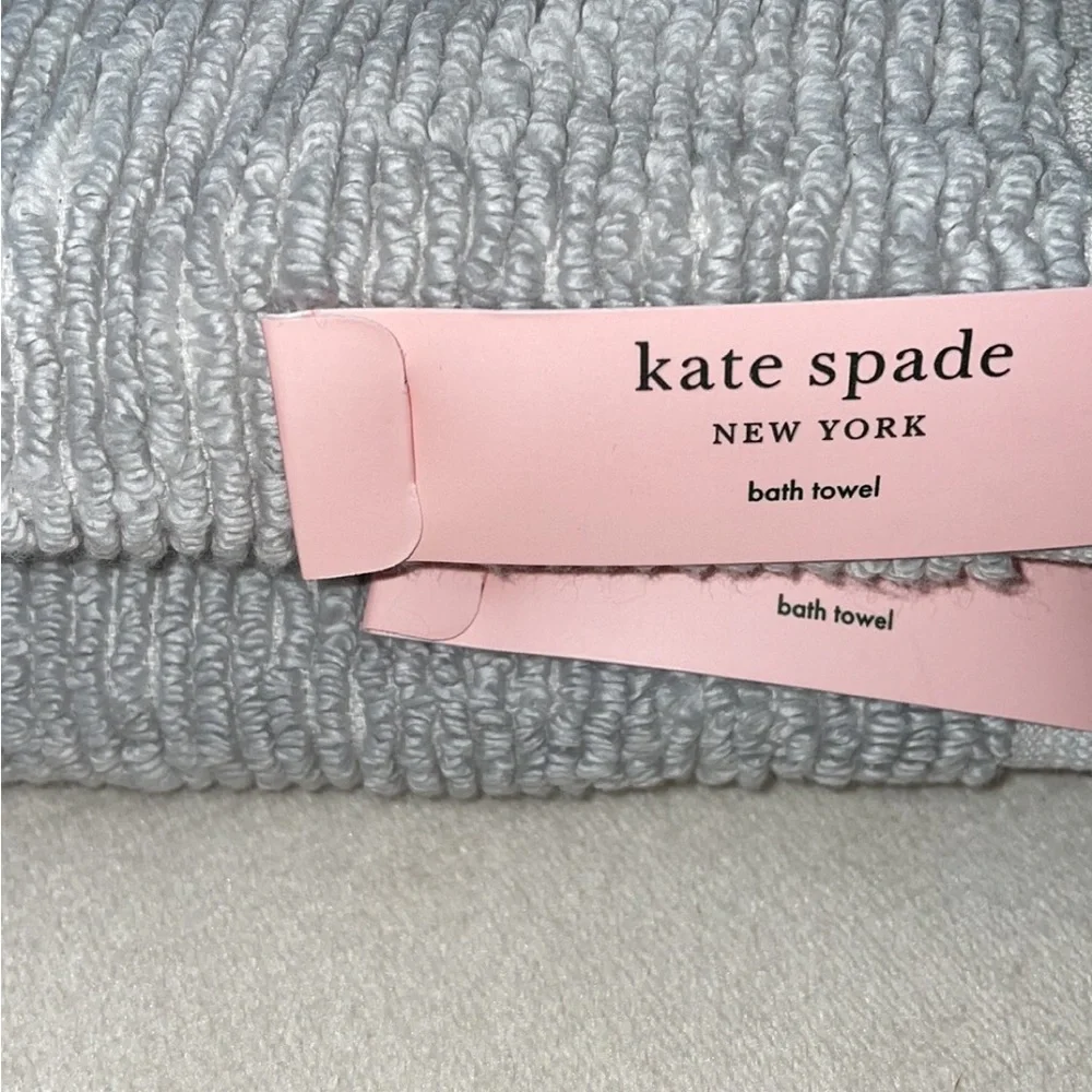Kate Spade Light Gray Ribbed Bath Towels Set